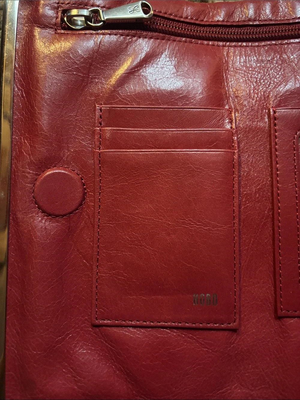 HOBO Red Leather Frame Clutch with Metal Kiss-Lock